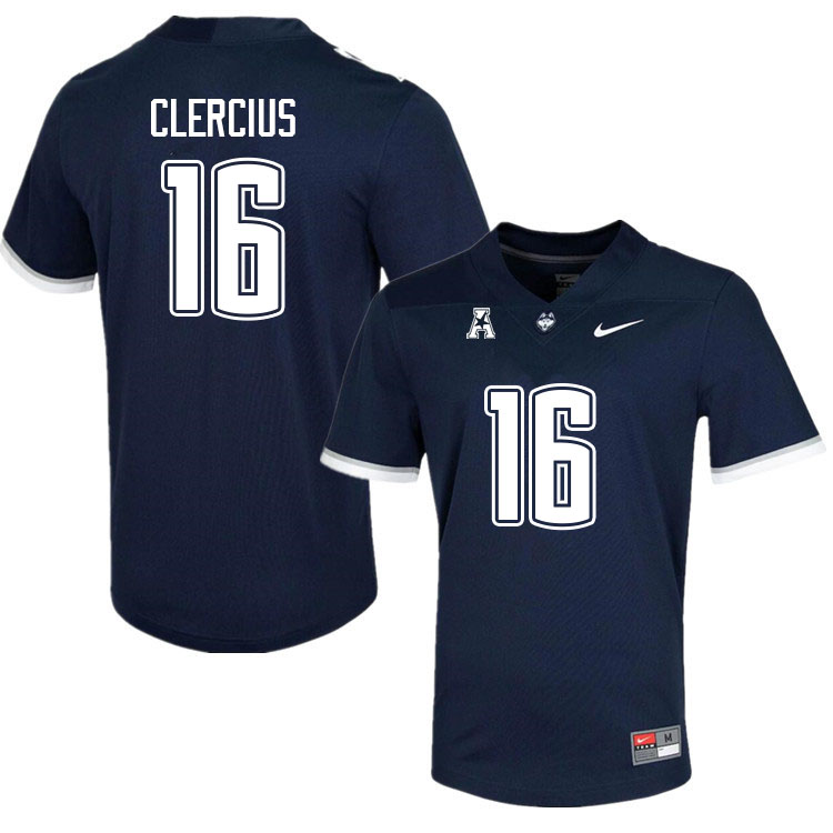 Men #16 Kevens Clercius Uconn Huskies College Football Jerseys Sale-Navy - Click Image to Close